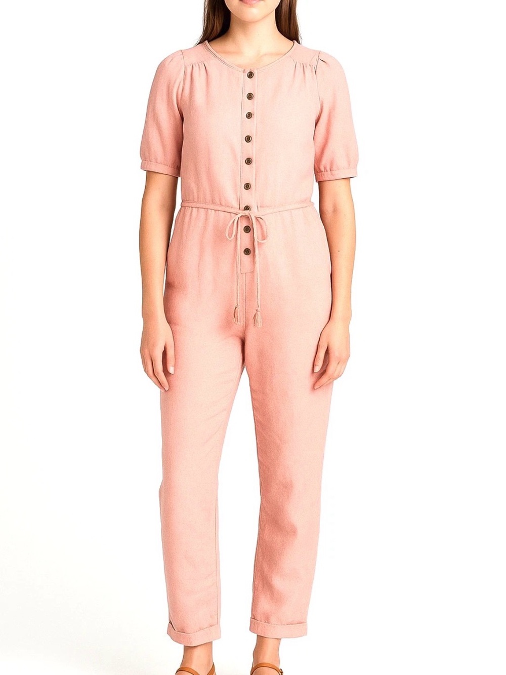 Madewell Pink Tassel Belt Jumpsuit